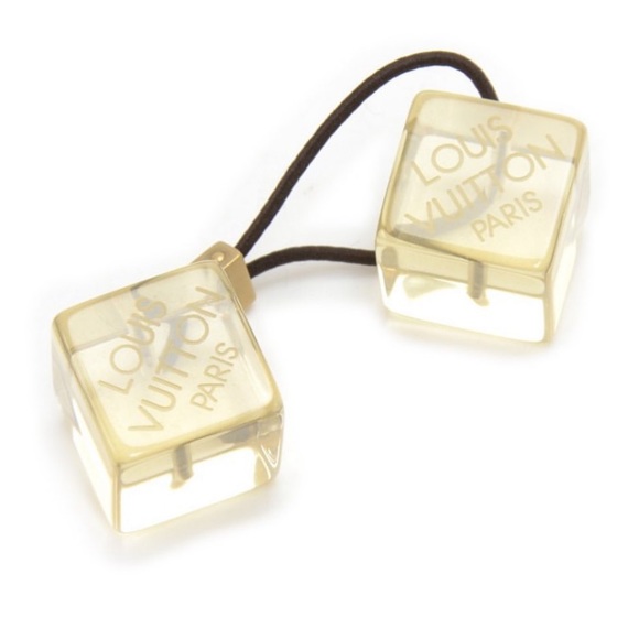 Louis Vuitton Vintage Lucite Hair Tie Cube bobble Set of 2 With Carrying Case - Picture 10 of 10